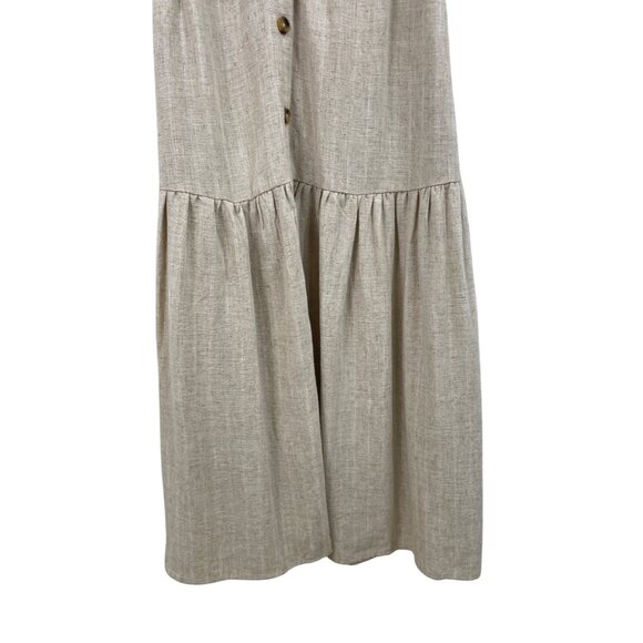 Falls Creek Sleeveless Beige Button-Front Midi Dress w/Belt Size Womens MED - Picture 5 of 11